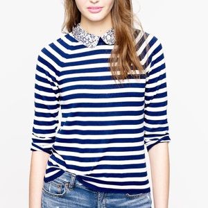 J. Crew Navy and White Striped Sweater